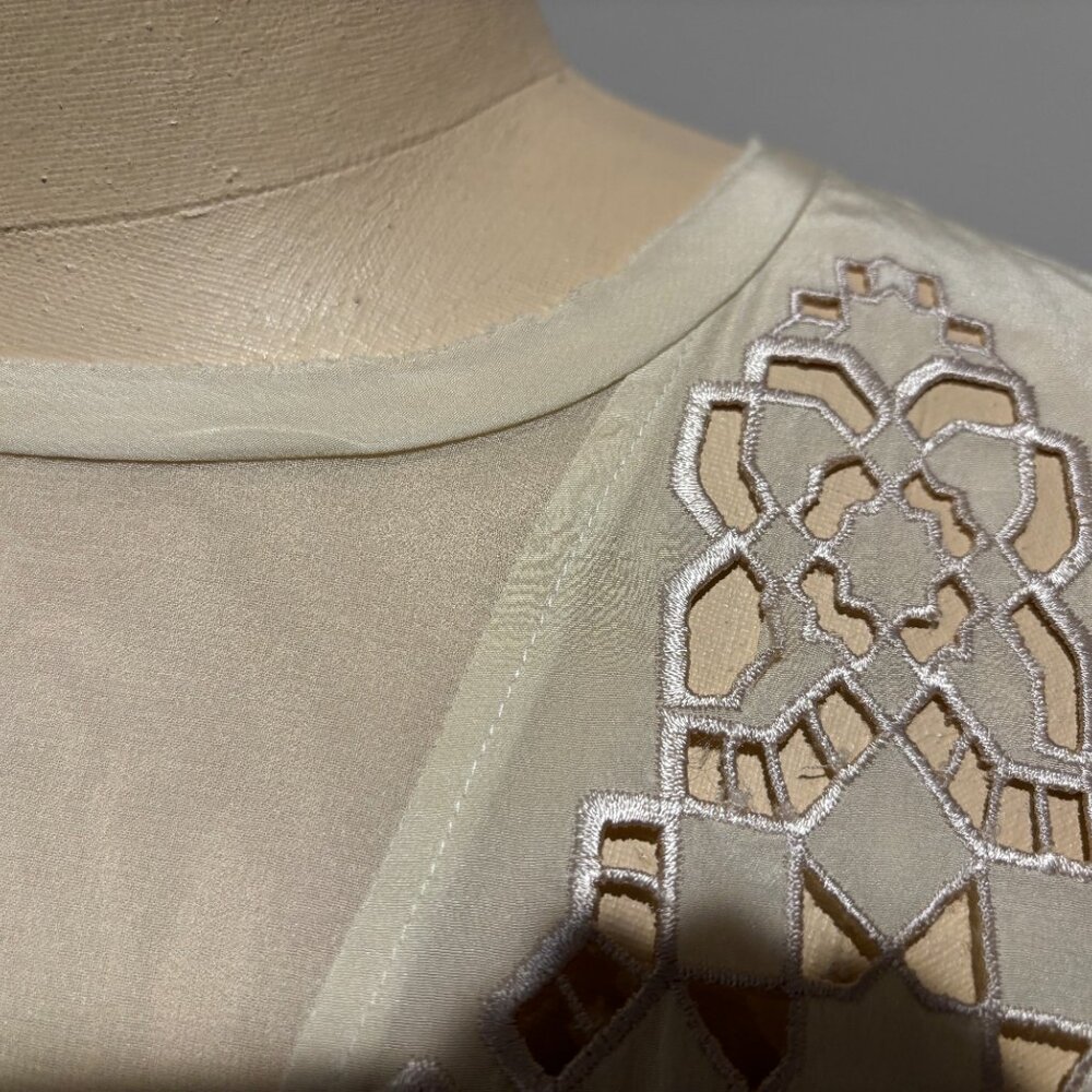 Rebecca Taylor Geo Cut-out Silk Blouse - Picture 3 of 8
